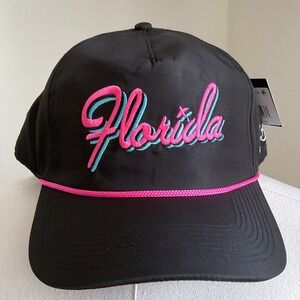 Bad Birdie Florida Golf Hat Black Pink Blue Rope‎ Snapback Mens Cap